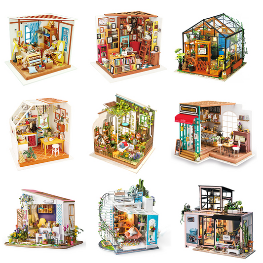 RoboTime Toyz Wooden Miniature Dollhouse Kits